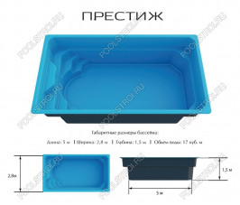 Композитный бассейн Престиж ECOLINE (5х2.8х1.5м)